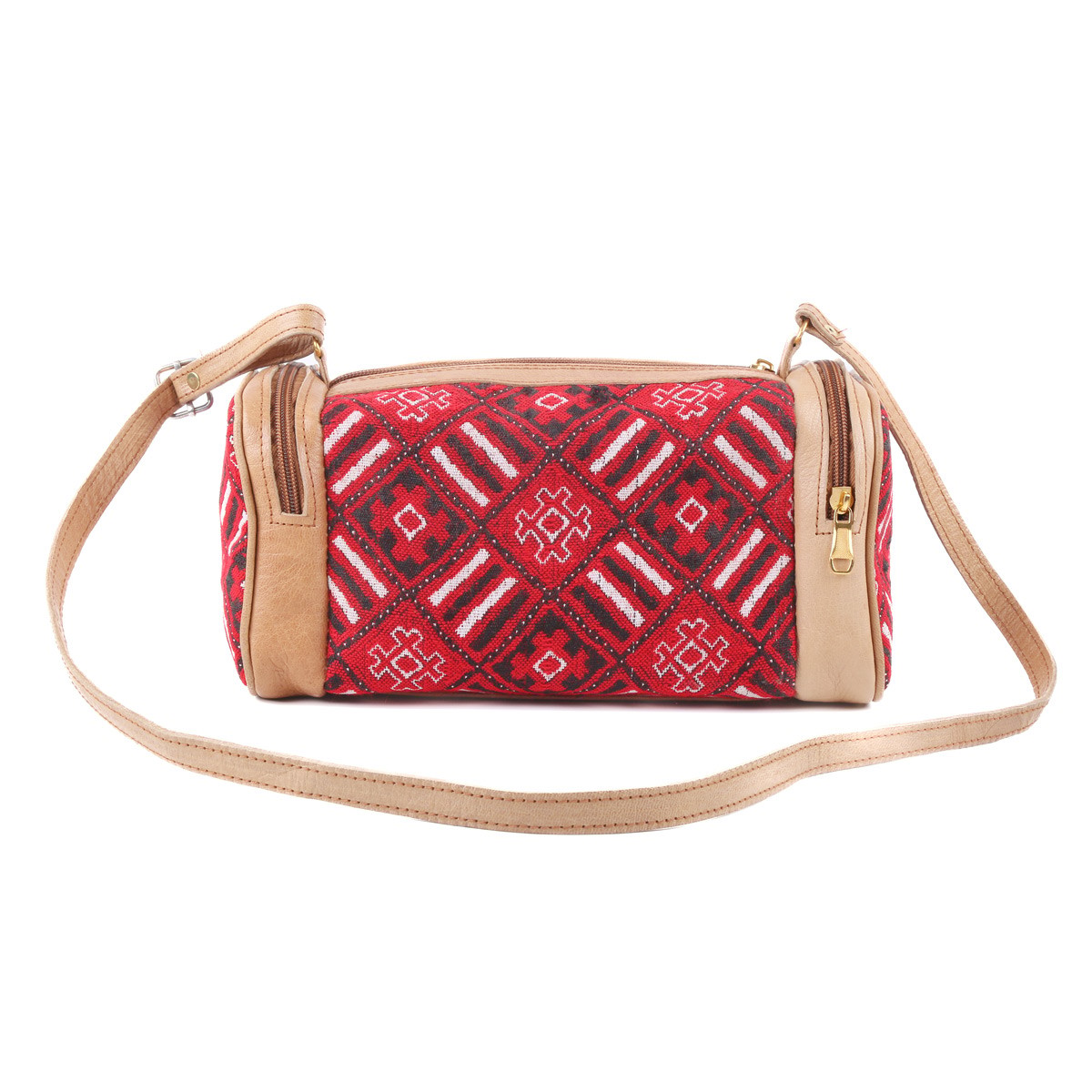 Leather Barrel Bag | Embroidered Zipped Bag 3