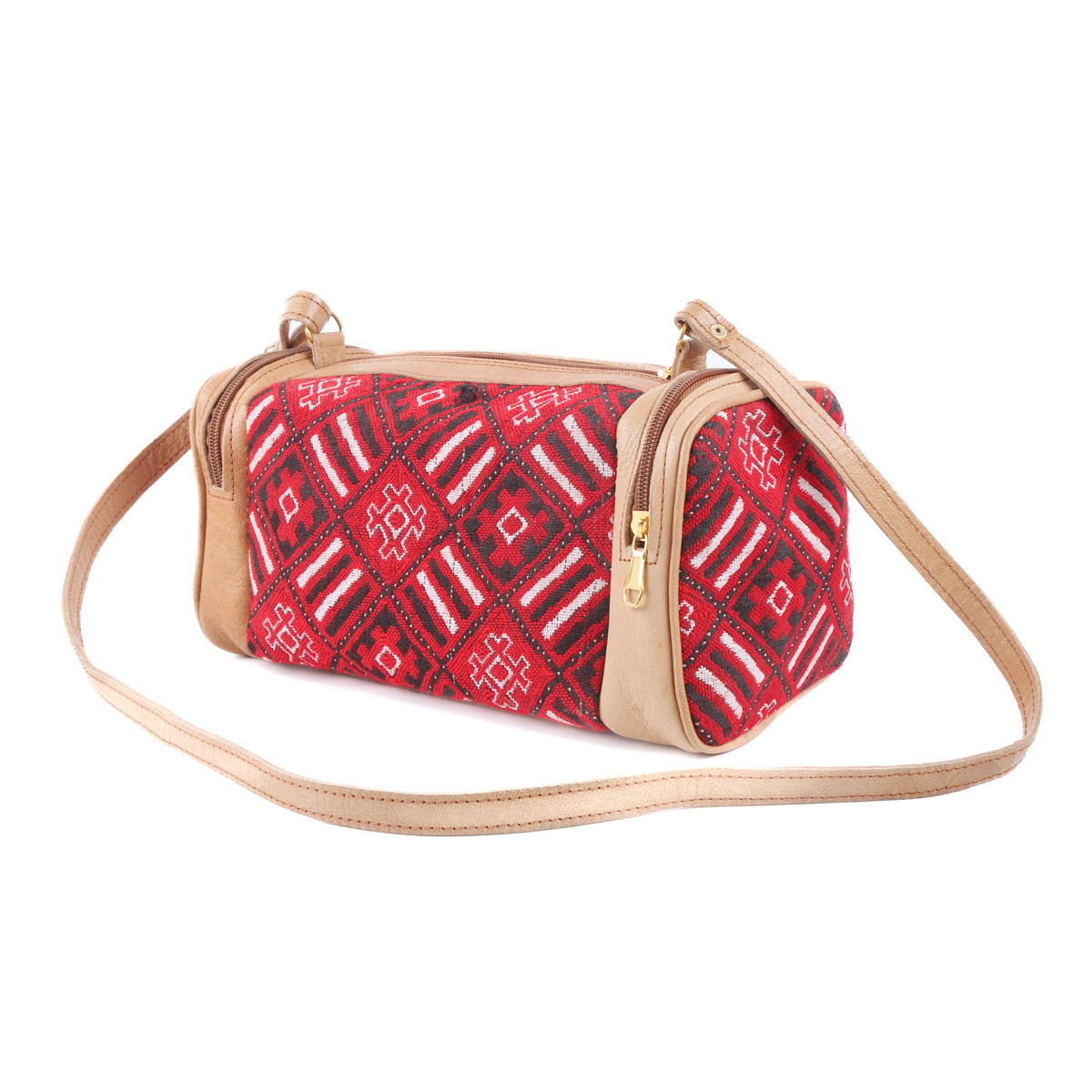 Leather Barrel Bag | Embroidered Zipped Bag 4