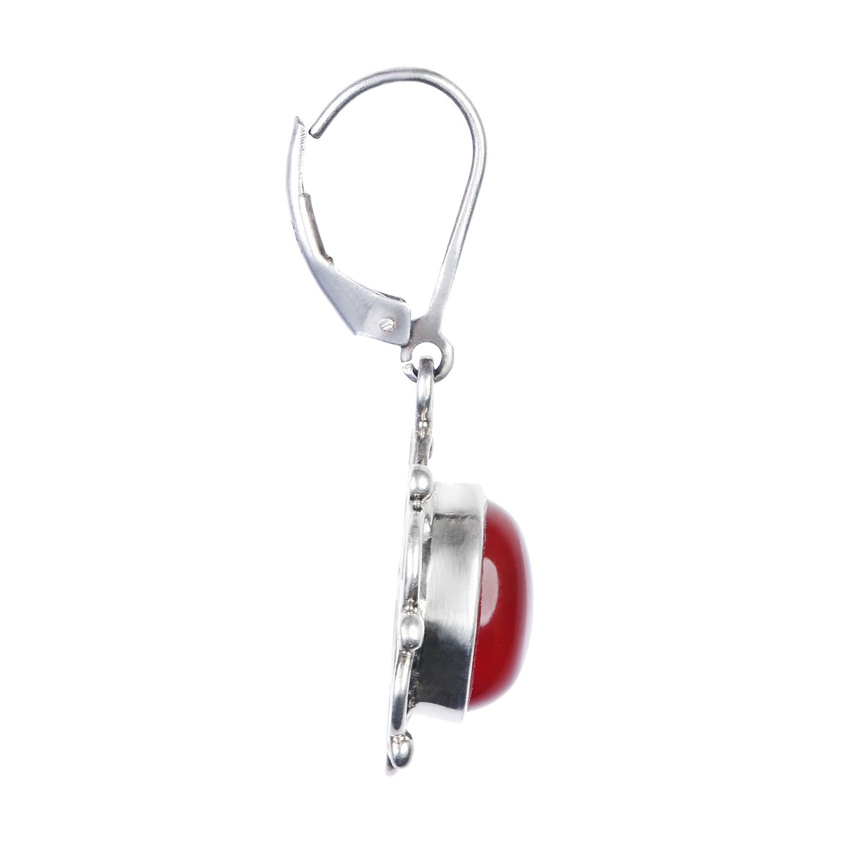 Red Agate Earrings | Silver Drop Clip-on Earrings  2