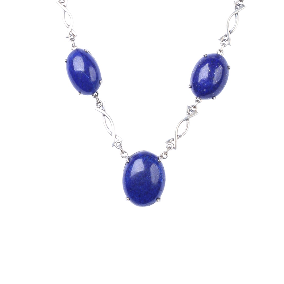 Lapis Lazuli Pearl Necklace | Silver Station Locket 2
