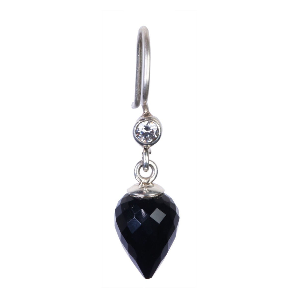 Black Agate Pear Pointed Earrings | Silver Hook Earrings 2