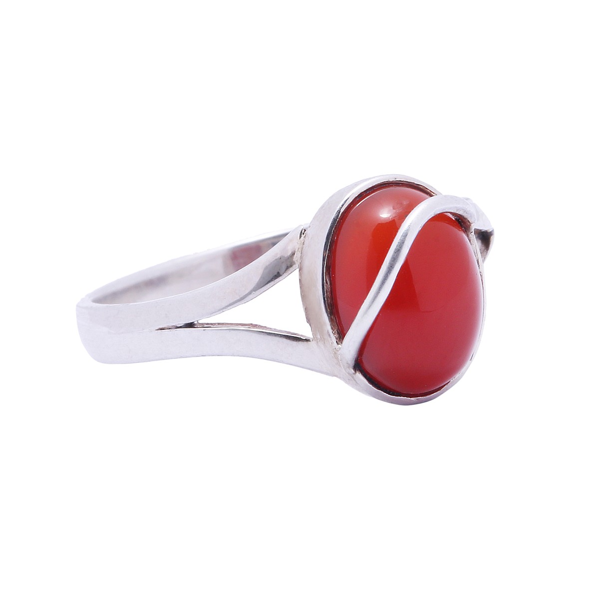 Red Agate Ring | Split Silver Ring 2
