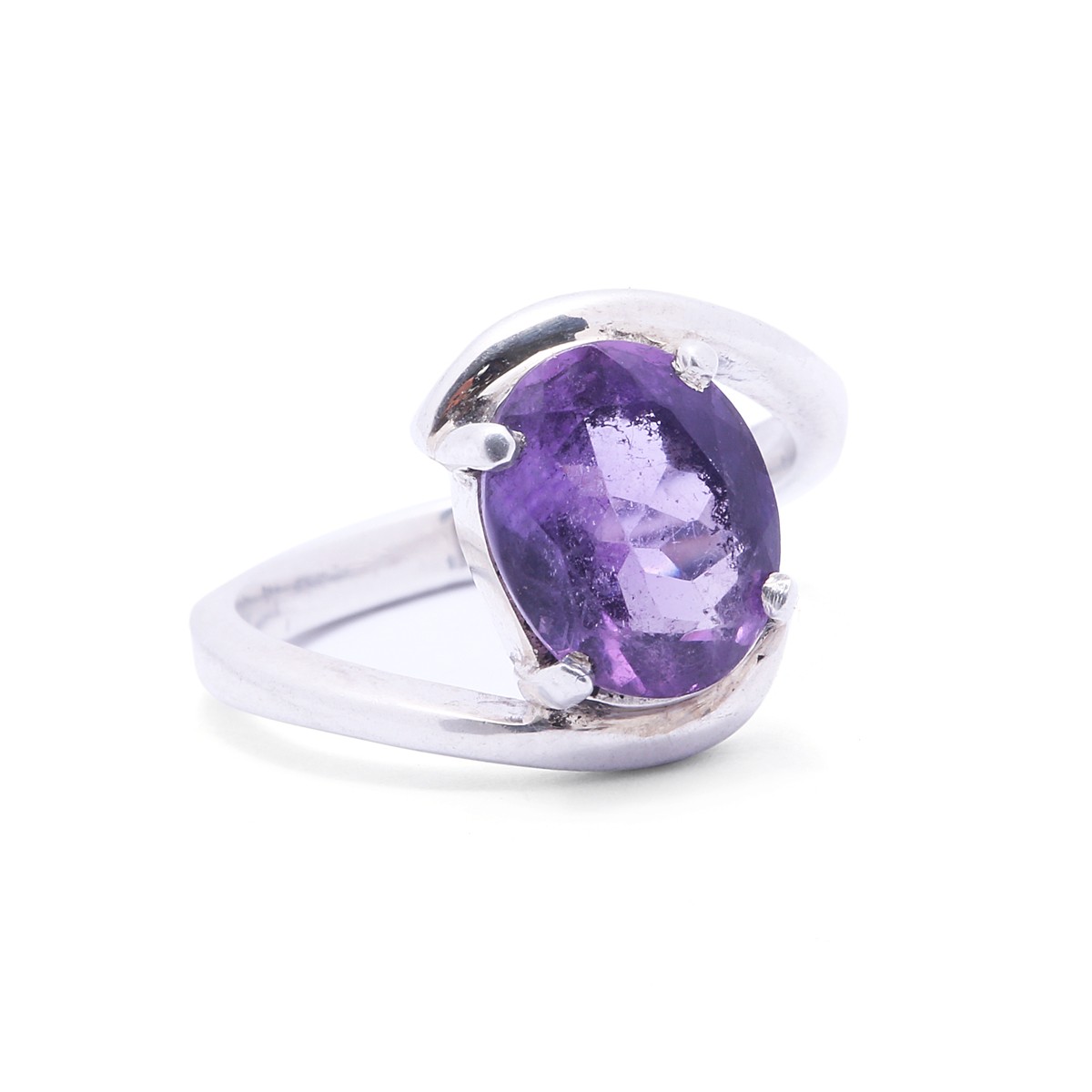 Purple Agate Bypass Ring | Silver Solitaire Ring 2