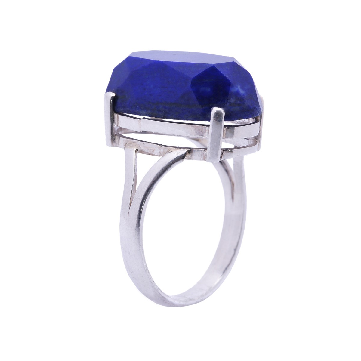 Blue Lapis Oval Ring | Split Silver Ring 1