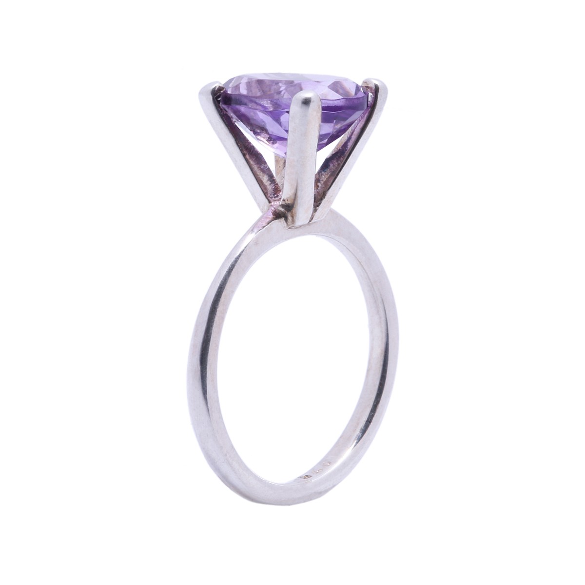 Purple Amethyst Silver Ring | Halo Style Ring 1