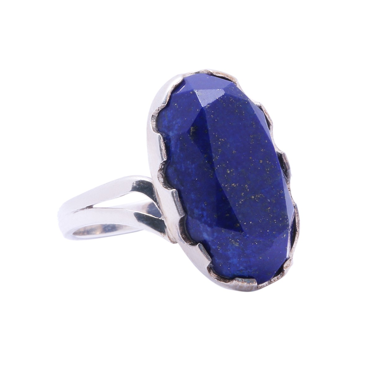 Blue Lapis Lazuli Silver Ring | Oval Split Ring 2