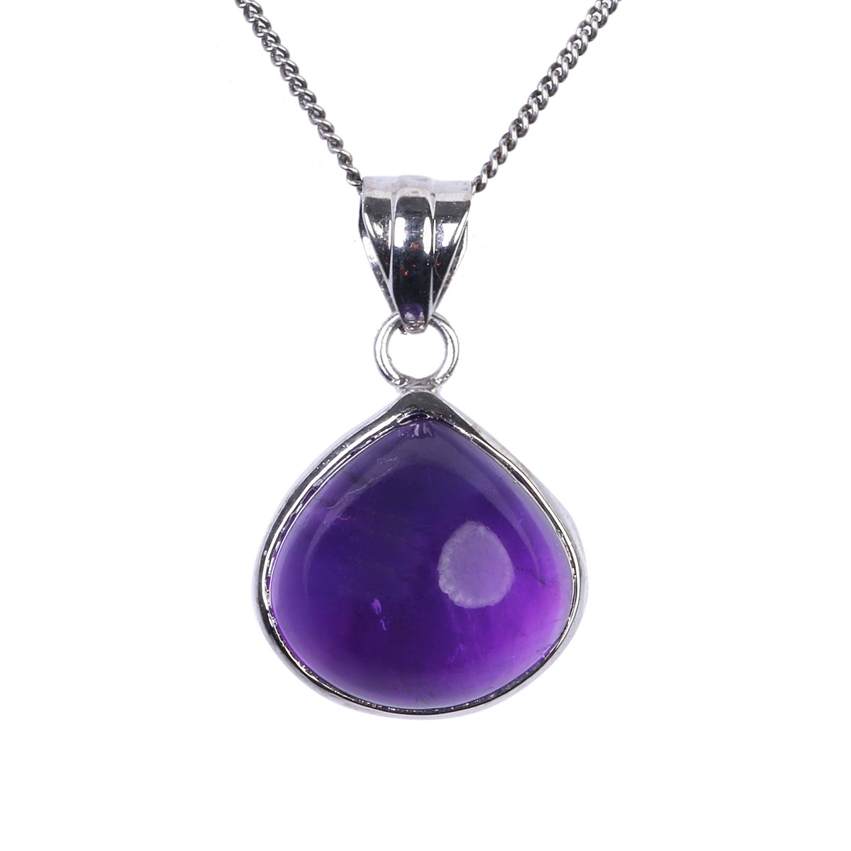 Purple Amethyst Necklace | Pear Drop Silver Pendant 2