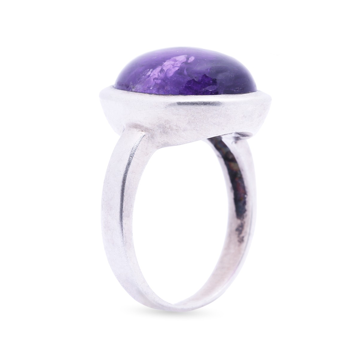 Purple Amethyst Oval Ring | Copper Straight Ring 1