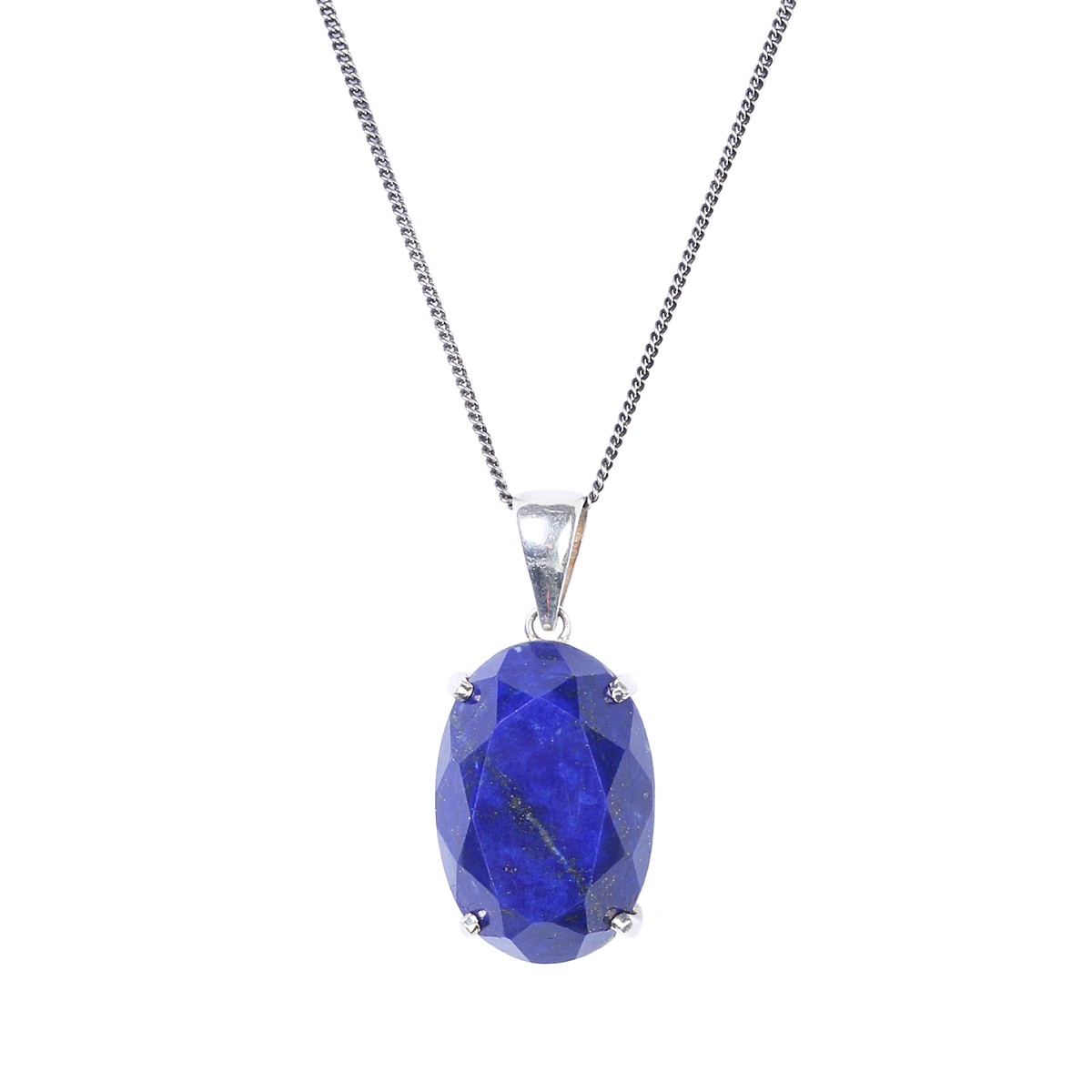 Lazuli Silver Necklace | Drop Round Locket 1