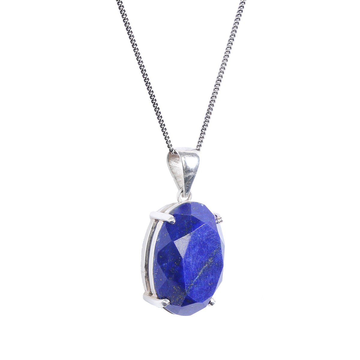 Lazuli Silver Necklace | Drop Round Locket 2
