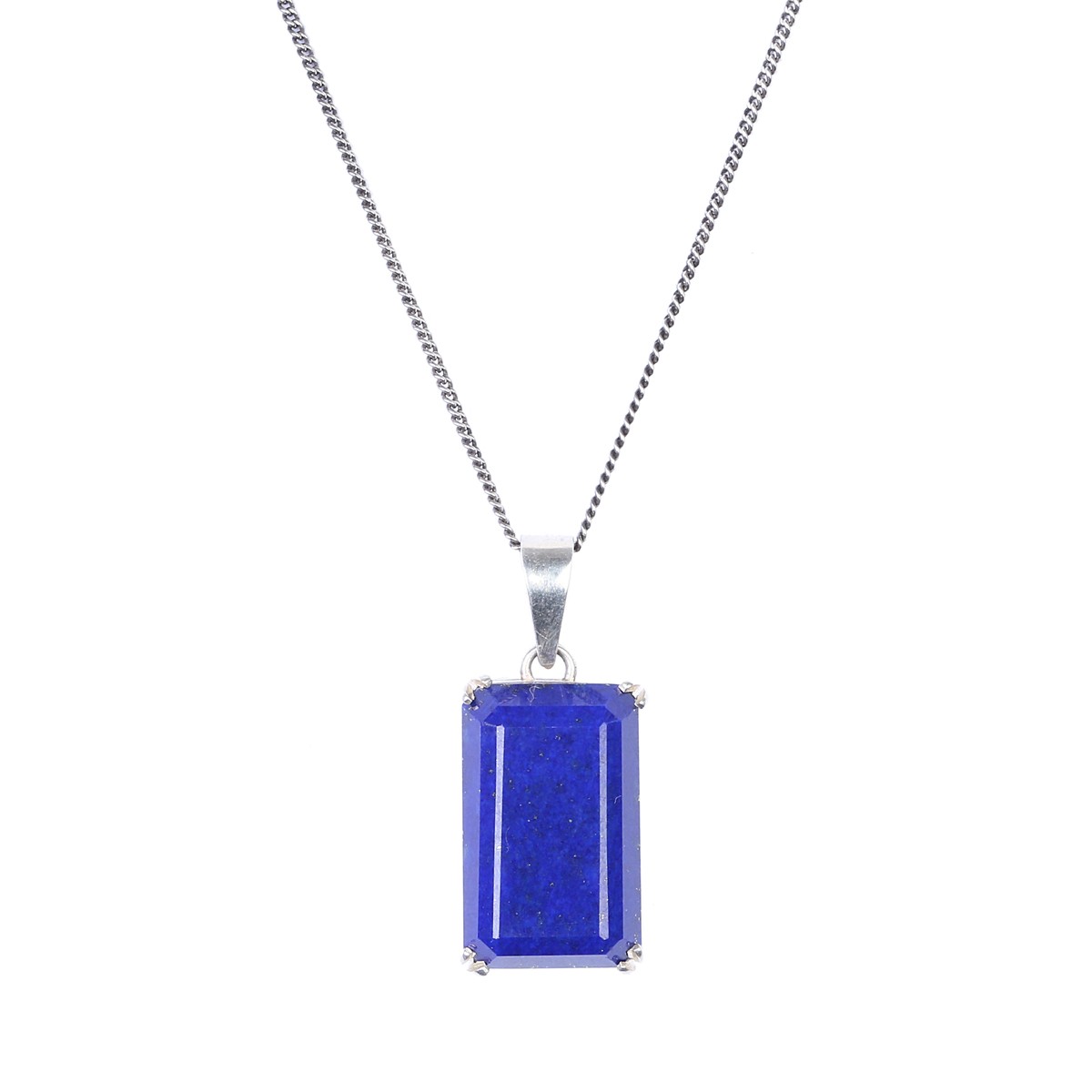 Necklace Blue Lapis Lazuli Necklace | Rectangle Drop Locket 1