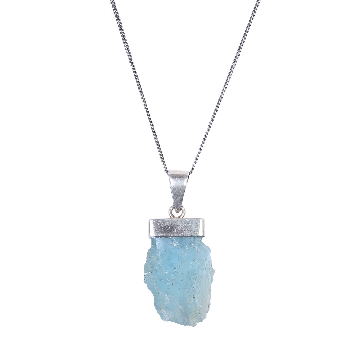 Blue Rough Aquamarine Necklace | Drop Chain Locket 1