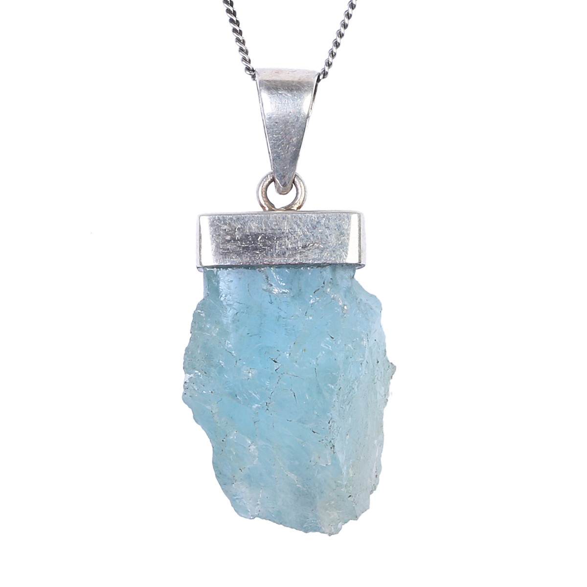 Blue Rough Aquamarine Necklace | Drop Chain Locket 2