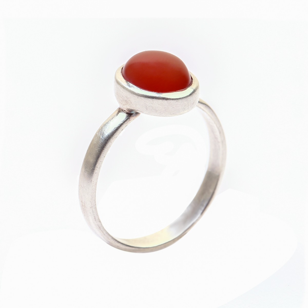 Red Agate Silver Ring | Straight Solitaire Ring 1