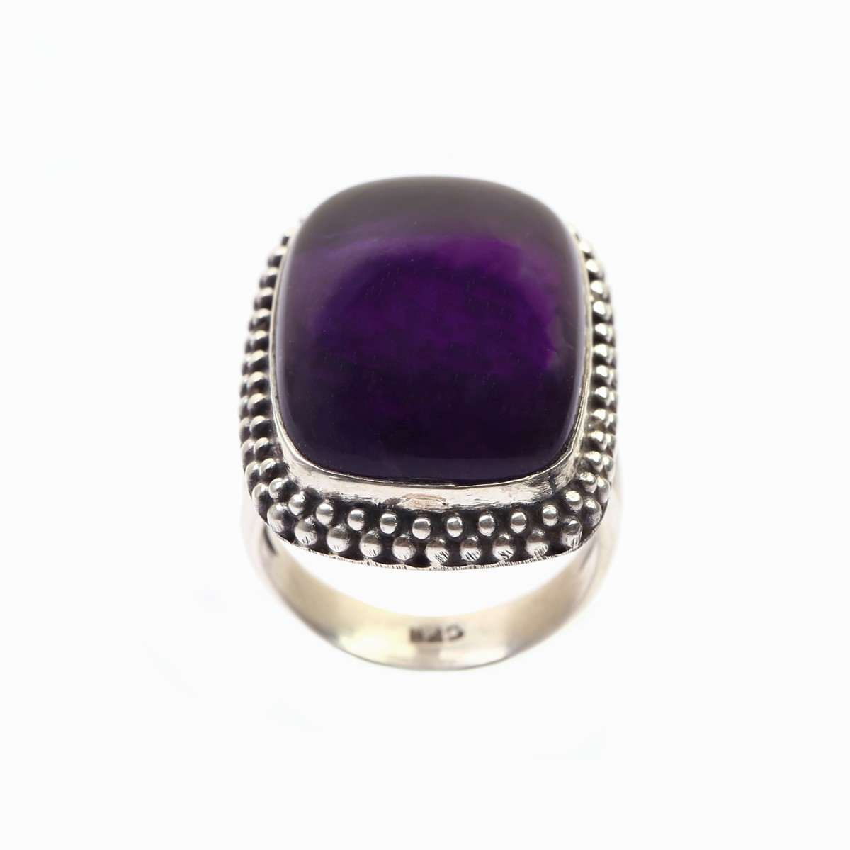 Dark Purple Amethyst Silver Ring | Cushion Style Split Ring 2