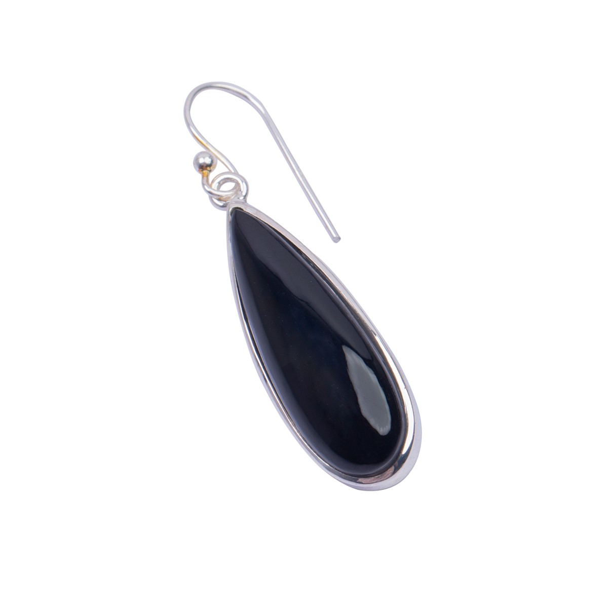 Black Agate Pear Style Earrings | Teardrop Silver Earrings 2