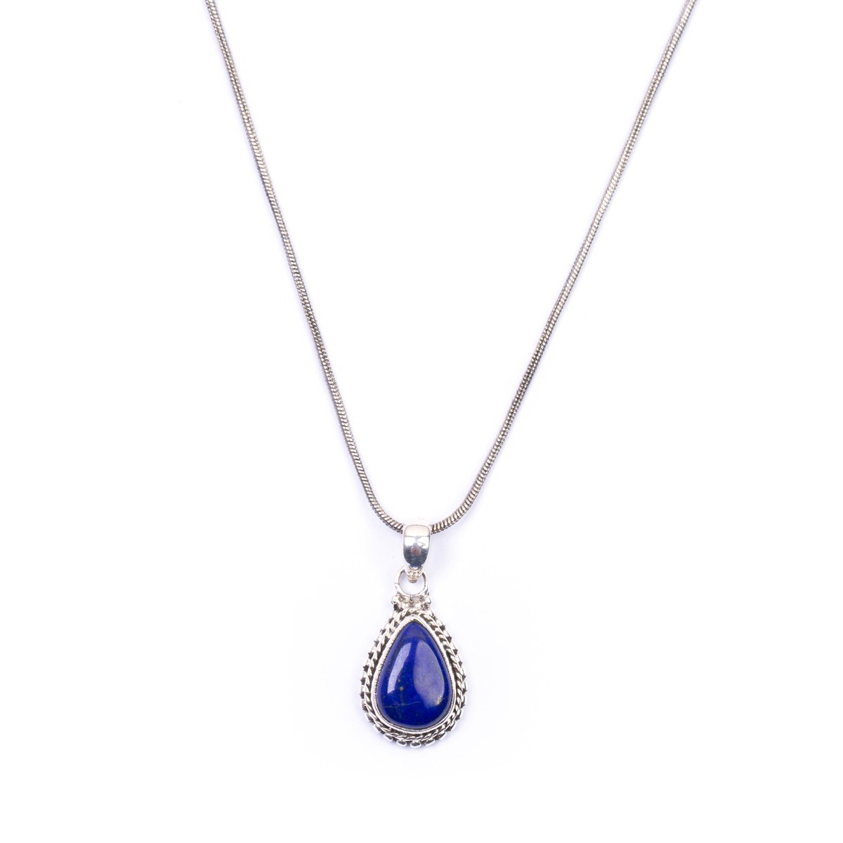 Lapis Lazuli Drop Pendant | Silver Pear Locket 1