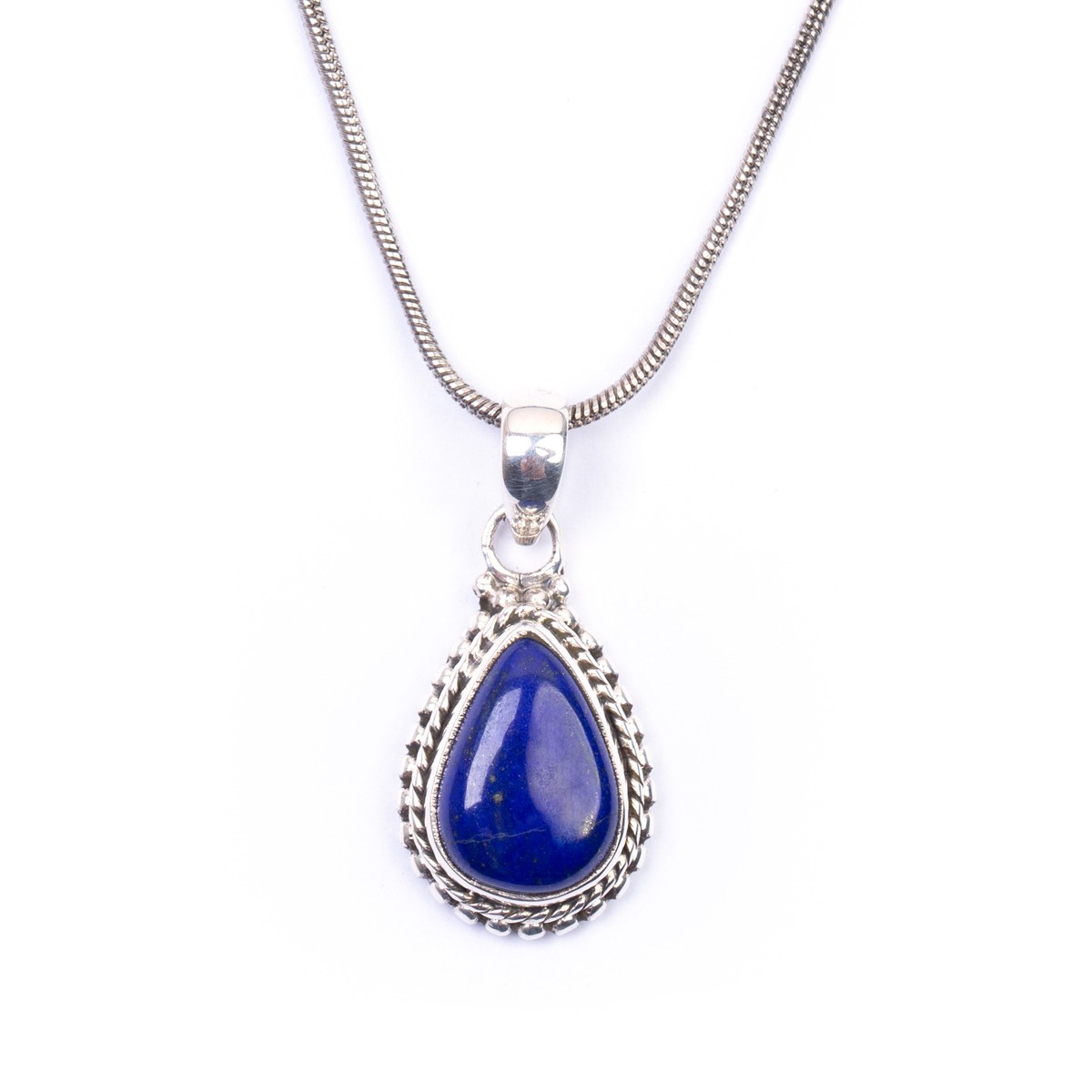 Lapis Lazuli Drop Pendant | Silver Pear Locket 2
