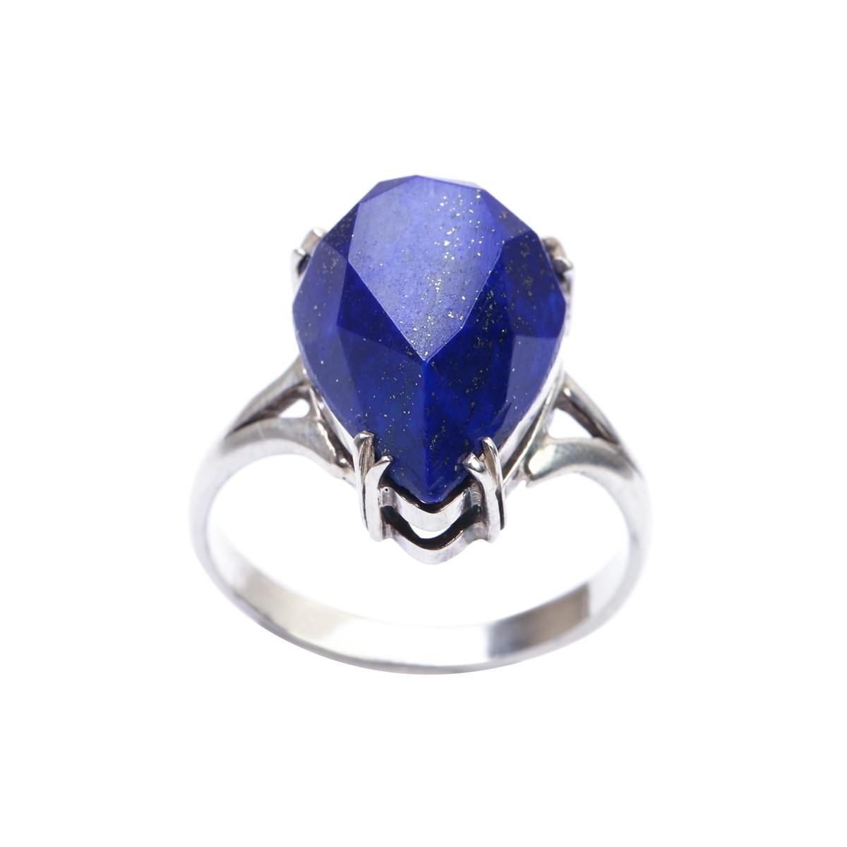 Silver Lapis Lazuli Ring | Pear Style Solitaire Ring 2
