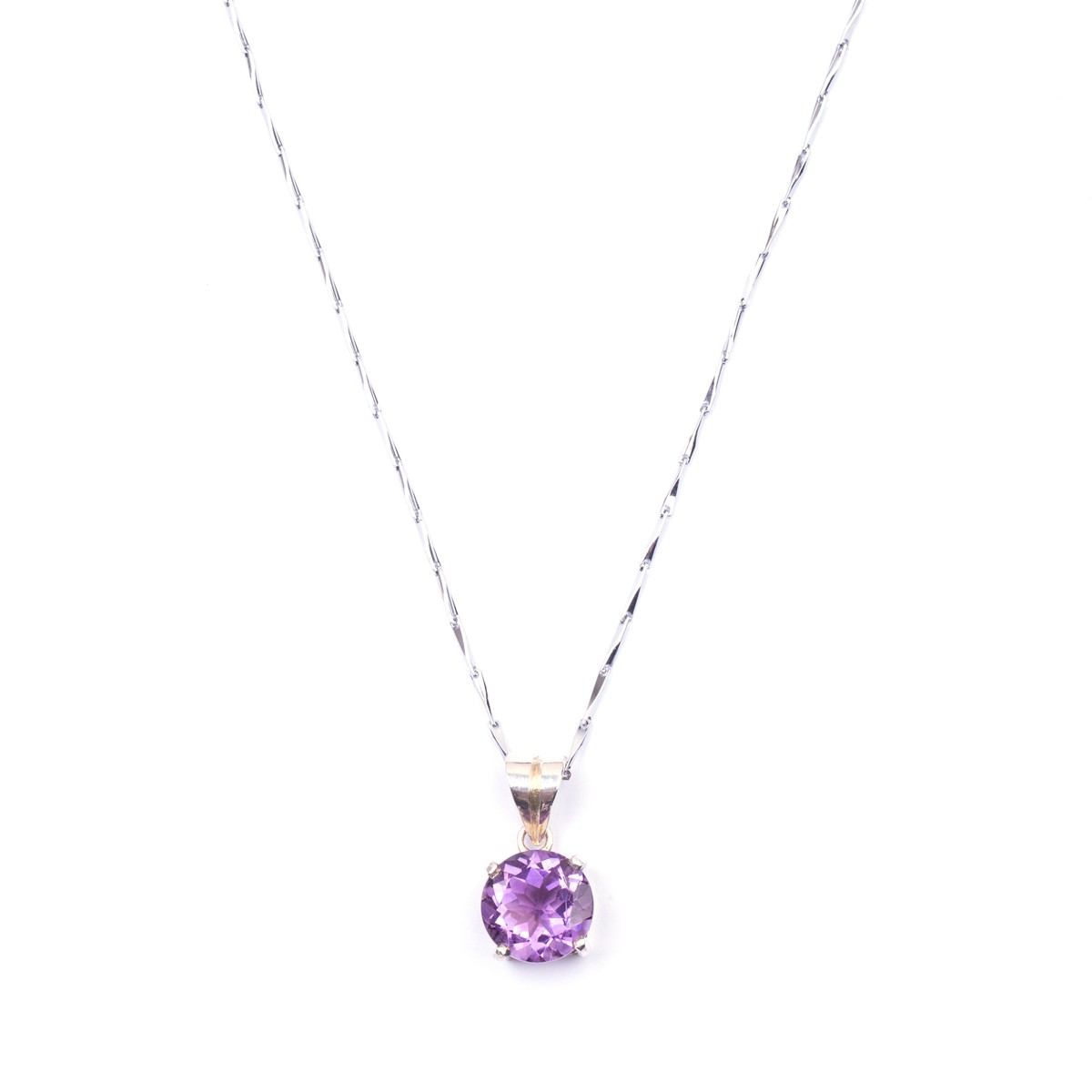 Purple Amethyst Jewelry Set | Silver Round Pendant, Earrings, Ring 2
