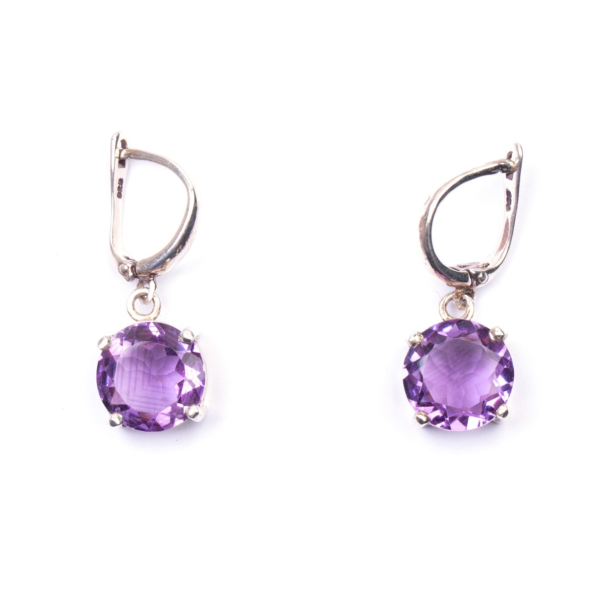 Purple Amethyst Jewelry Set | Silver Round Pendant, Earrings, Ring 3