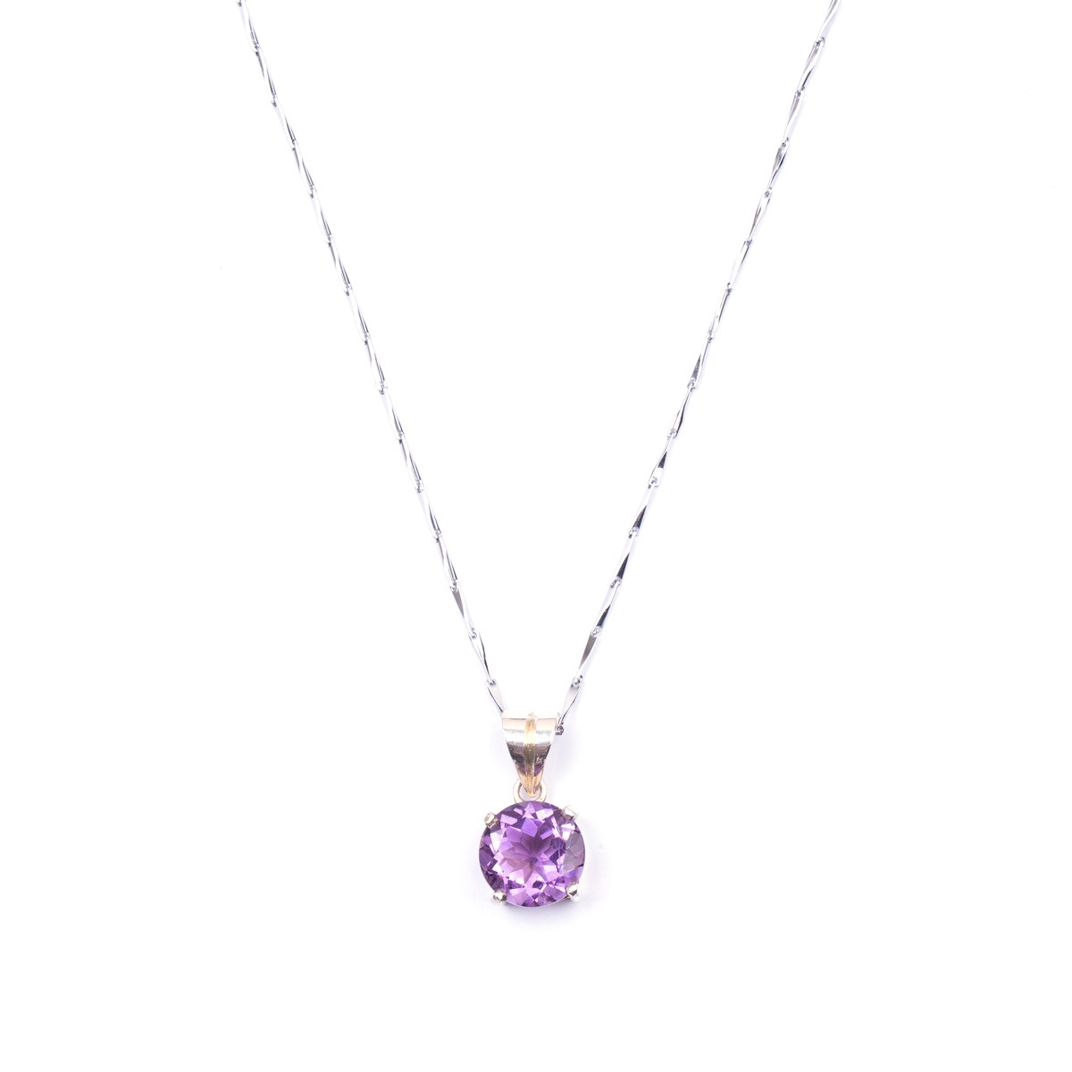 Light Violet Amethyst Pendant | Silver Chain Locket 1