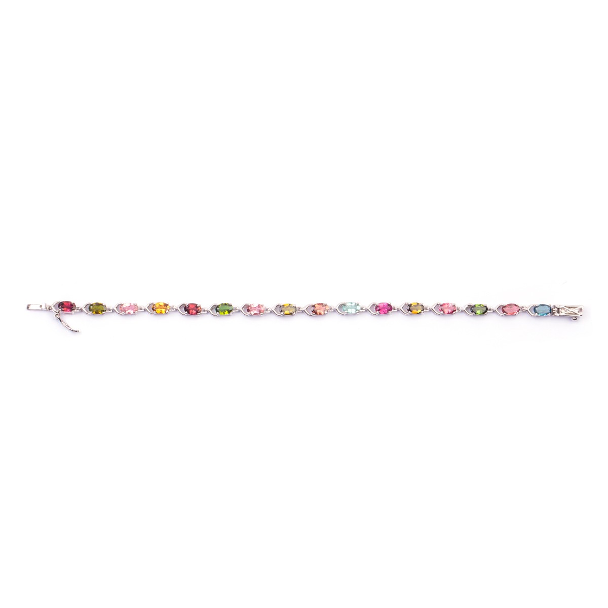 Rainbow Tourmaline Bracelet | Chain Silver Bracelet 1