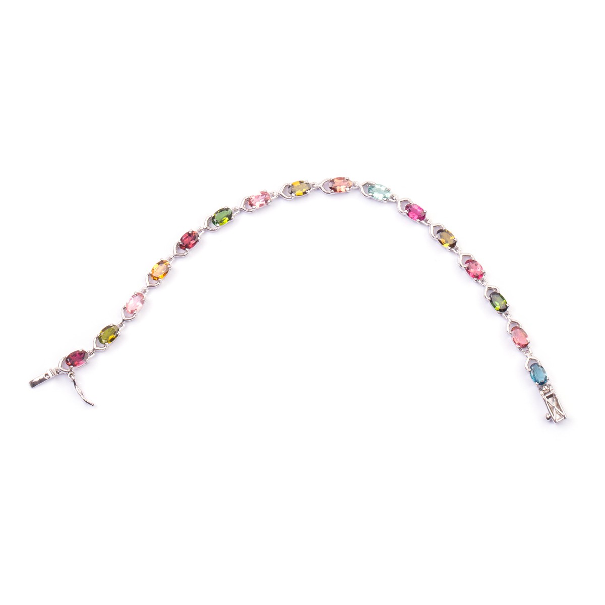Rainbow Tourmaline Bracelet | Chain Silver Bracelet 2