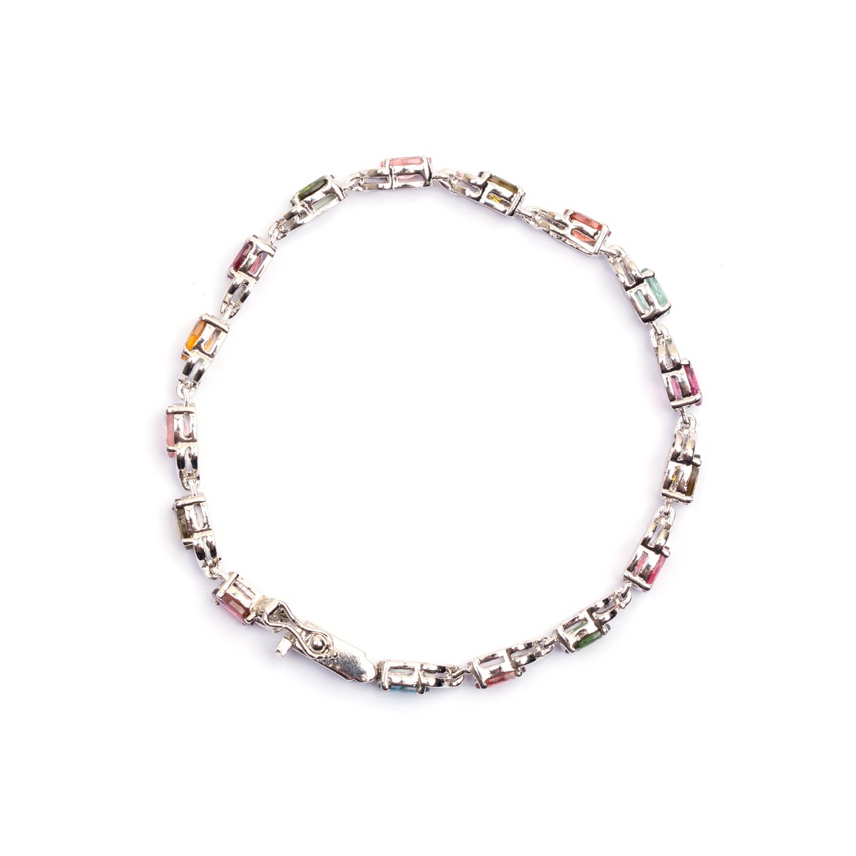 Rainbow Tourmaline Bracelet | Chain Silver Bracelet 3
