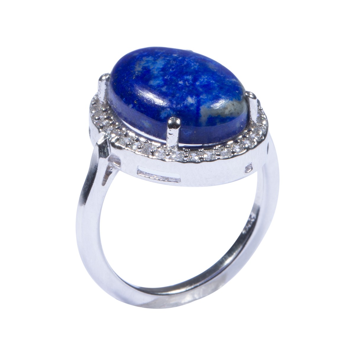 Lapis Lazuli Stone Ring | Solitaire Round Silver Ring 1