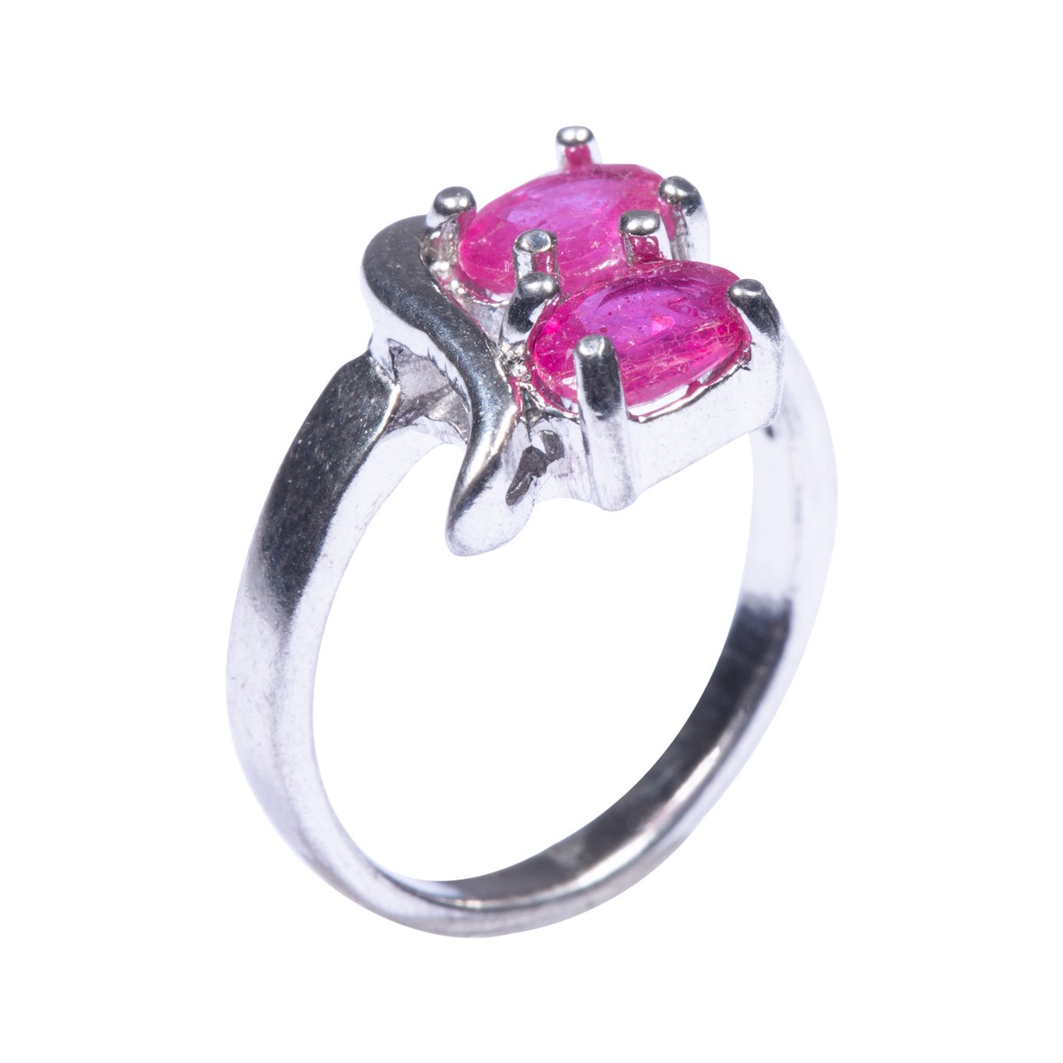Pink Ruby Ring | Two Stone Silver Ring 1