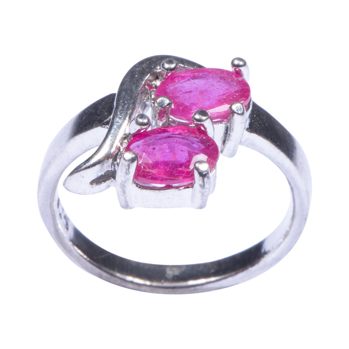 Pink Ruby Ring | Two Stone Silver Ring 2