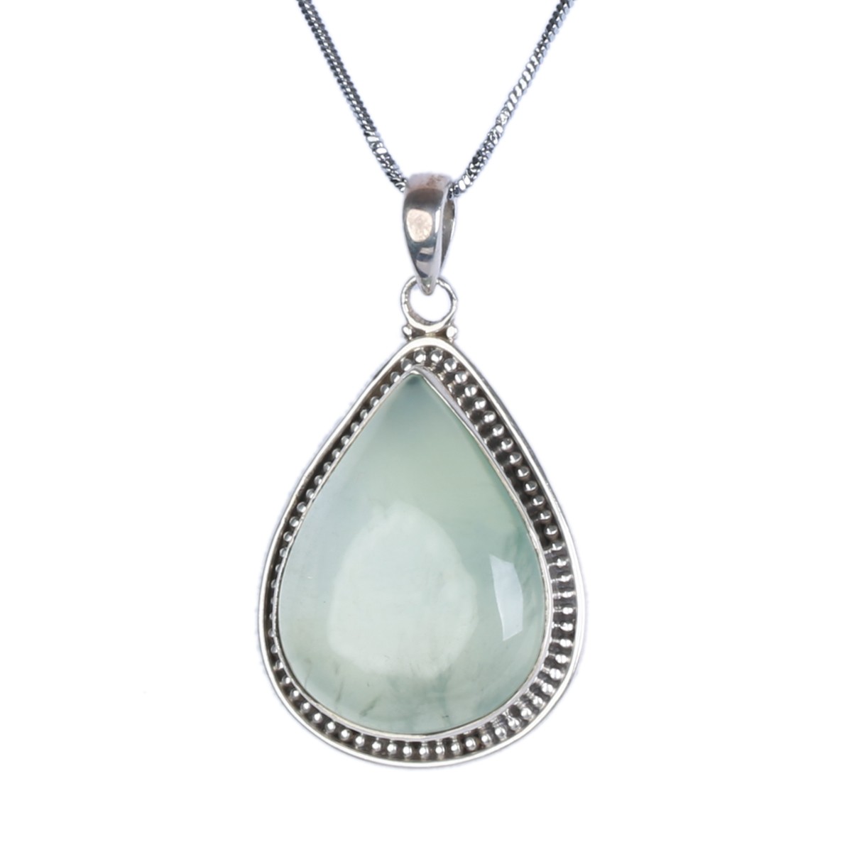 Agate Stone Pendant | Teardrop Silver Chain Locket 2