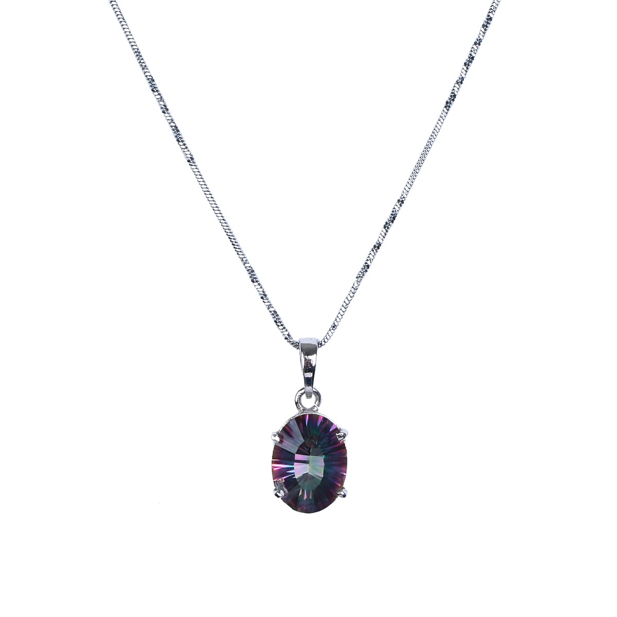 Black Topaz Stone Pendant | Silver Round Drop Locket 1