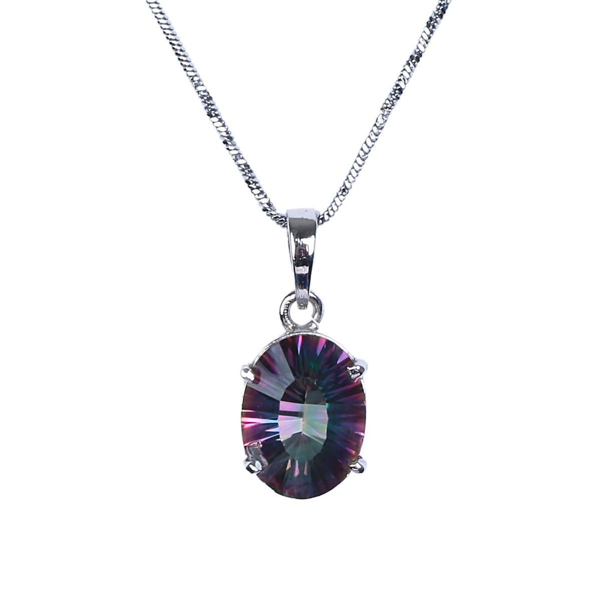 Black Topaz Stone Pendant | Silver Round Drop Locket 2