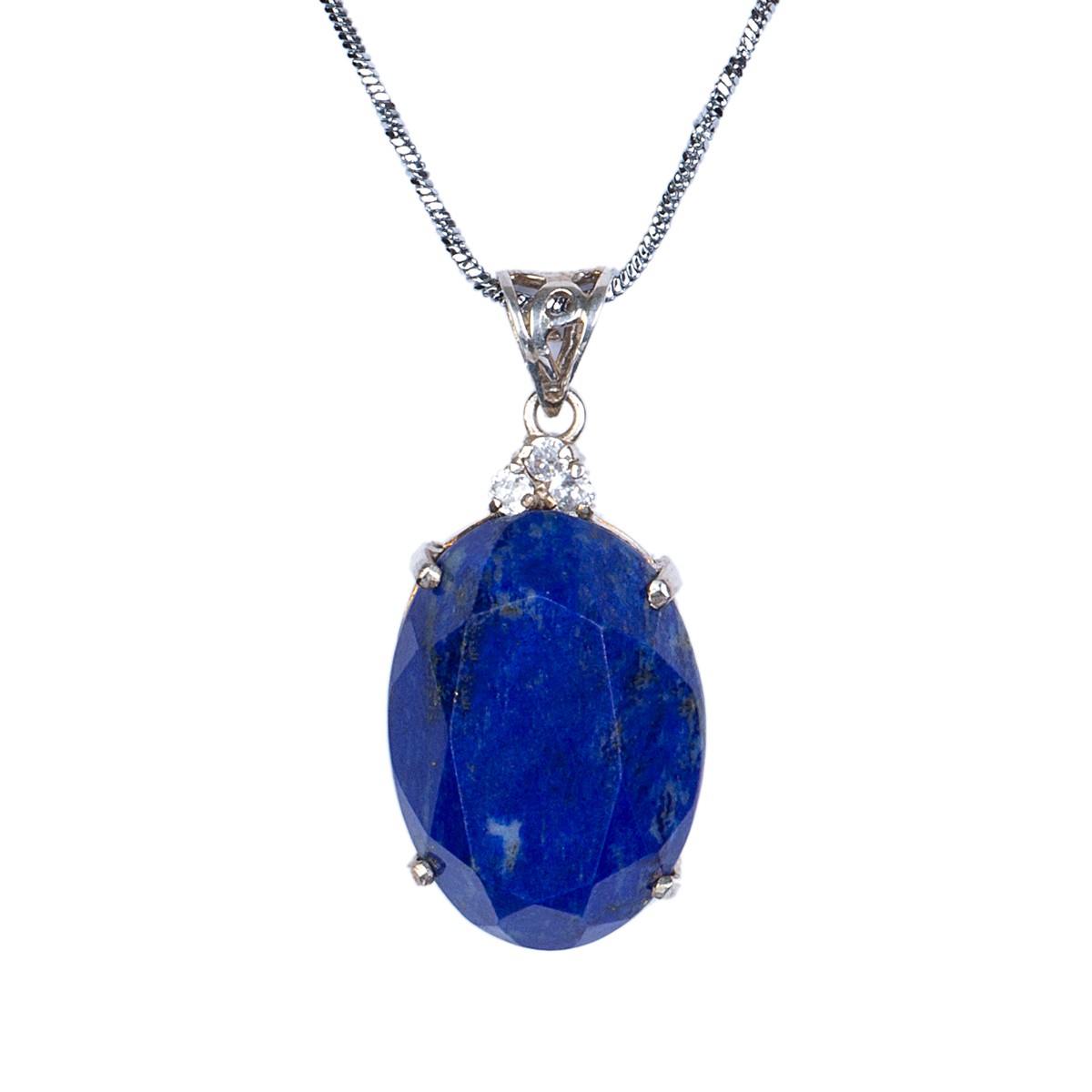 Lapis Lazuli Silver Pendant | Round Chain Locket 2