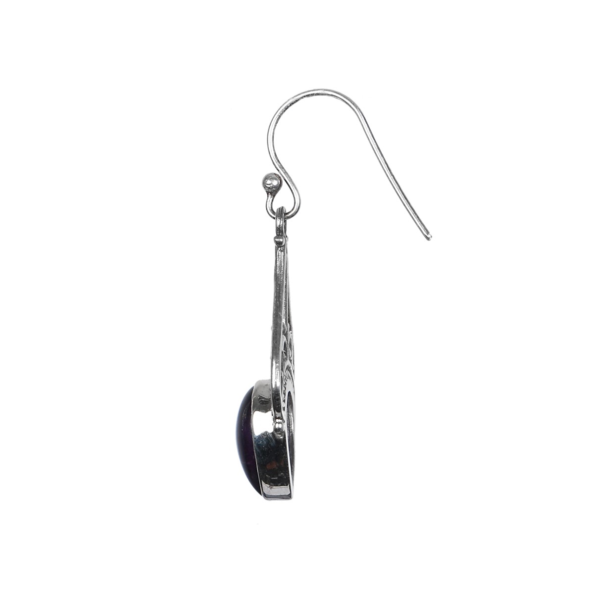 Amethyst Stone Silver Earrings | Triangular Hook Earrings 2