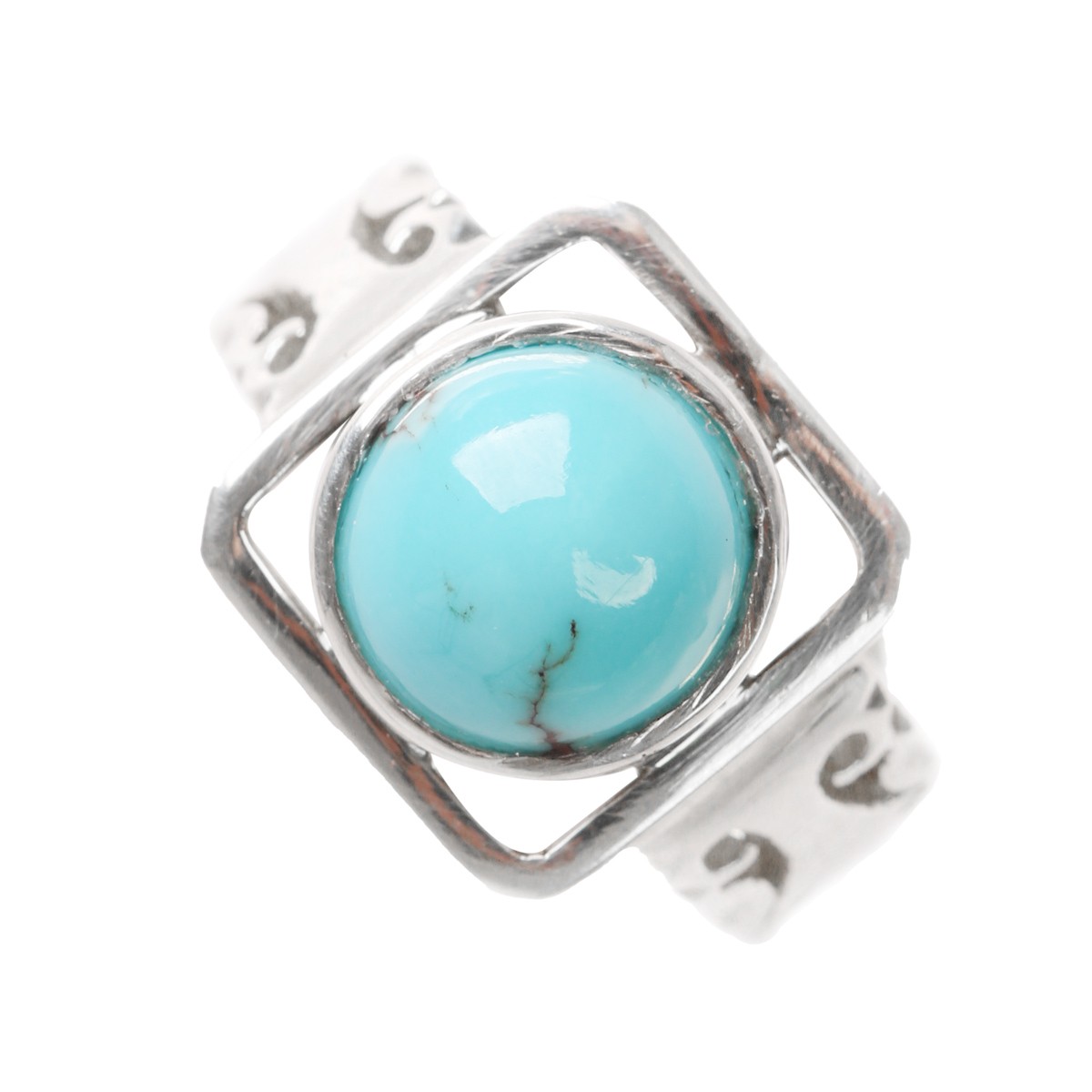 Turquoise Stone Ring | Silver Watch Style Men's Ring 1