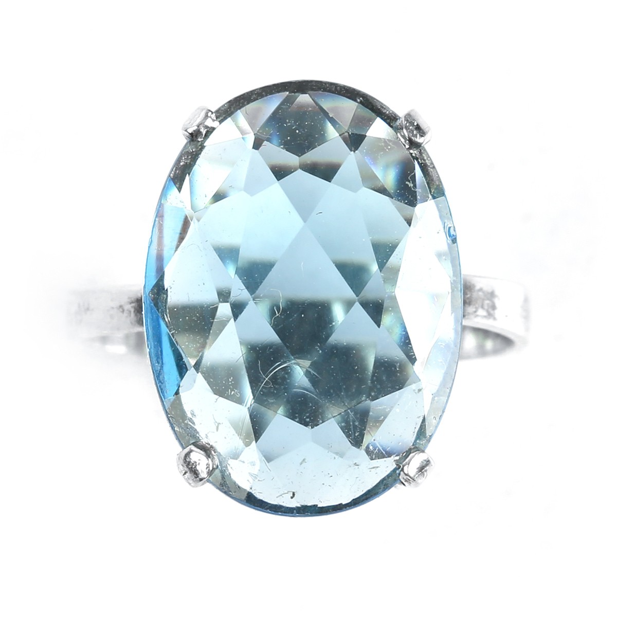 Blue Topaz Silver Ring | Solitaire Oval Ring 2