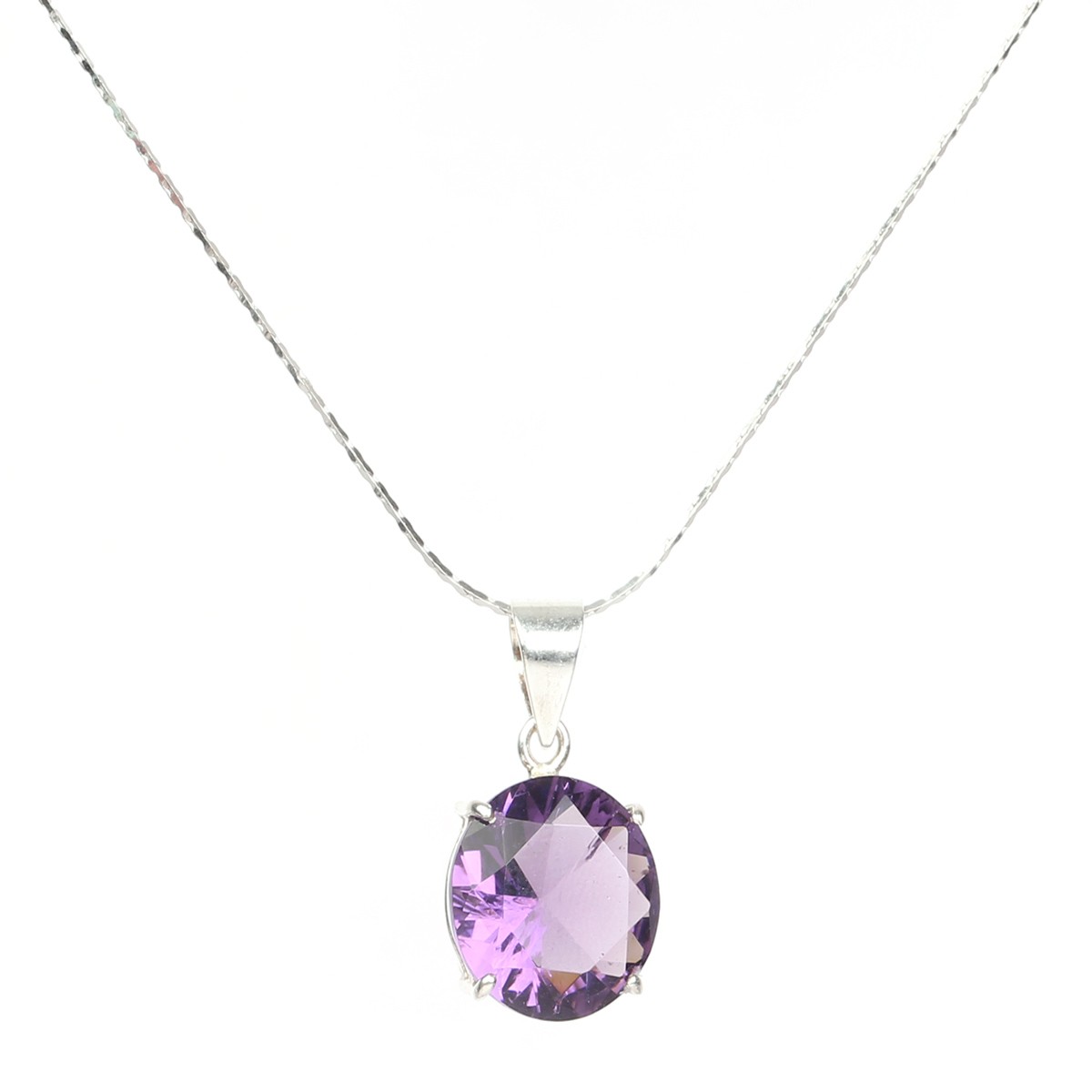 Purple Amethyst Pendant | Silver Round Drop Chain Locket 2