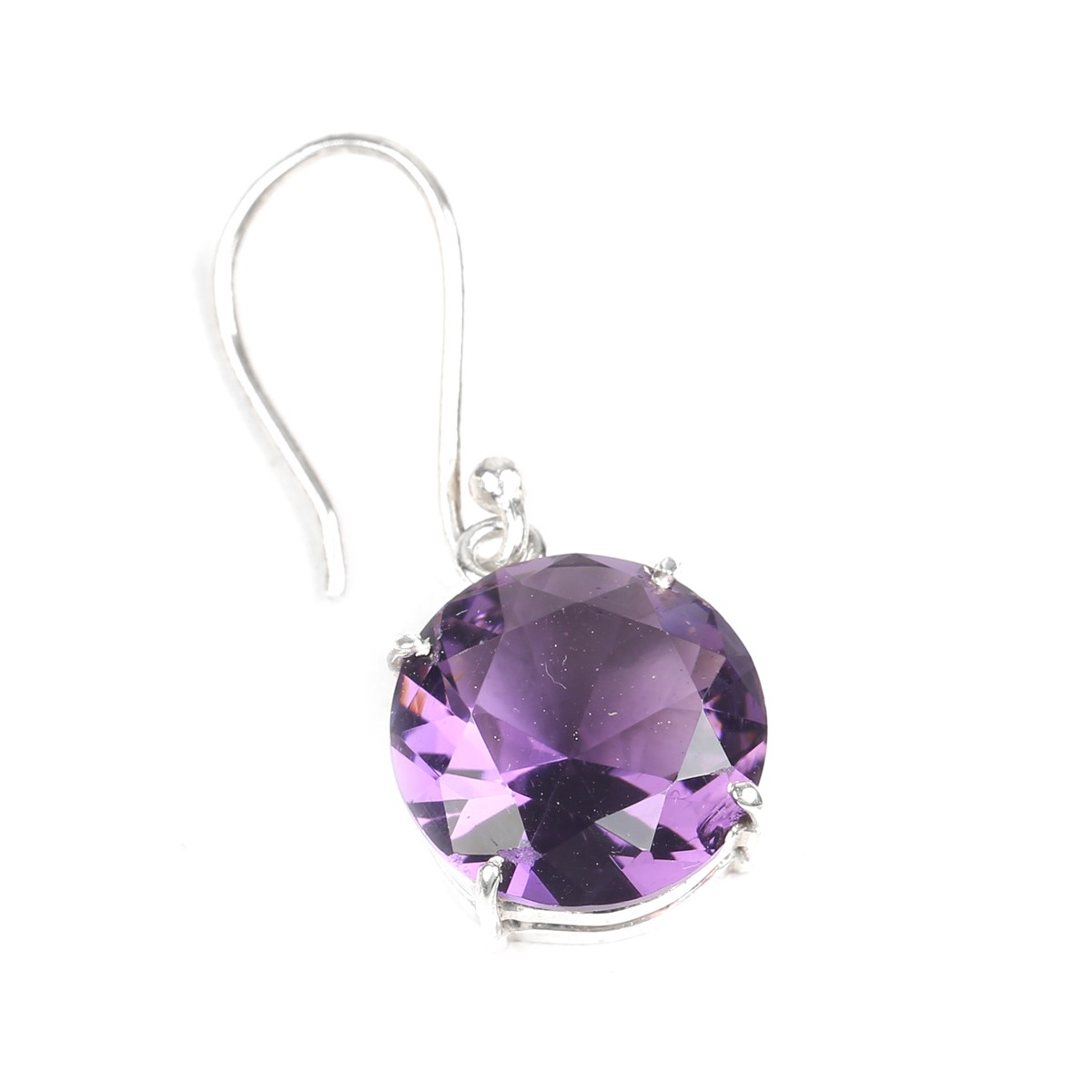 Amethyst Silver Earrings| Round Dangle Earrings 2