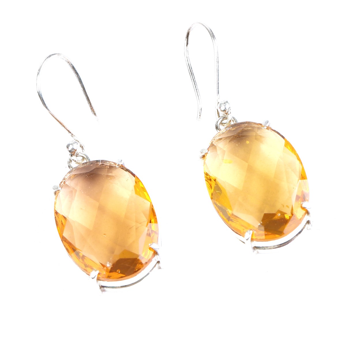 Yellow Topaz Dangle Earrings | Silver Hook Earrings 1