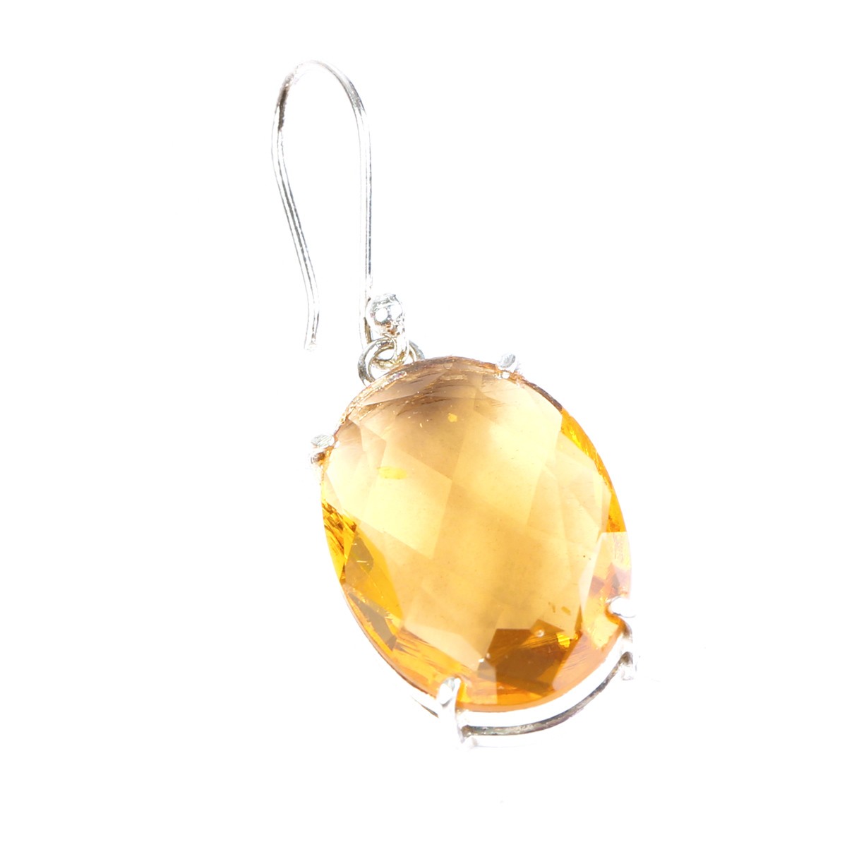 Yellow Topaz Dangle Earrings | Silver Hook Earrings 2