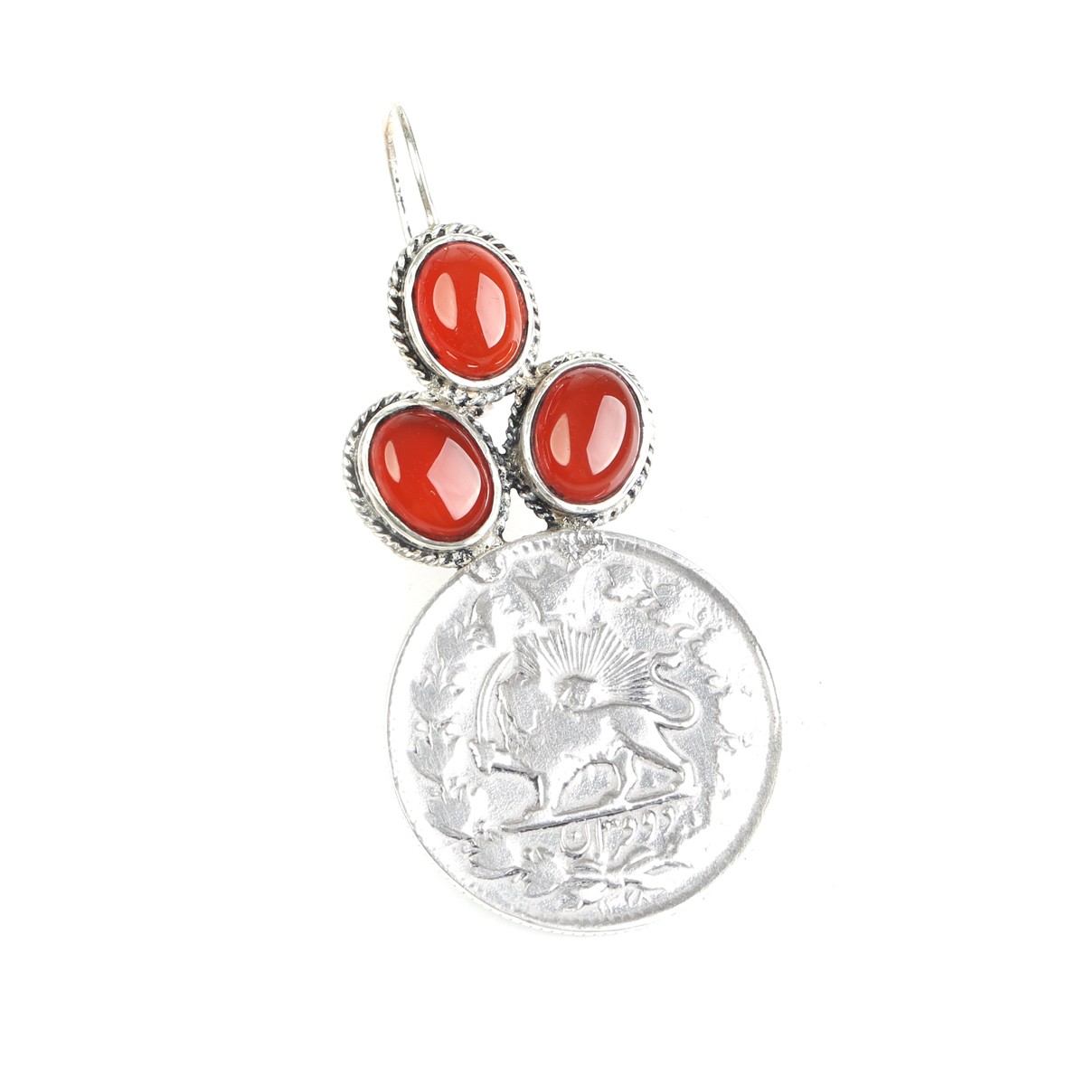 Red Agate Hook Earrings | Leafy Coin Design Earrings 2