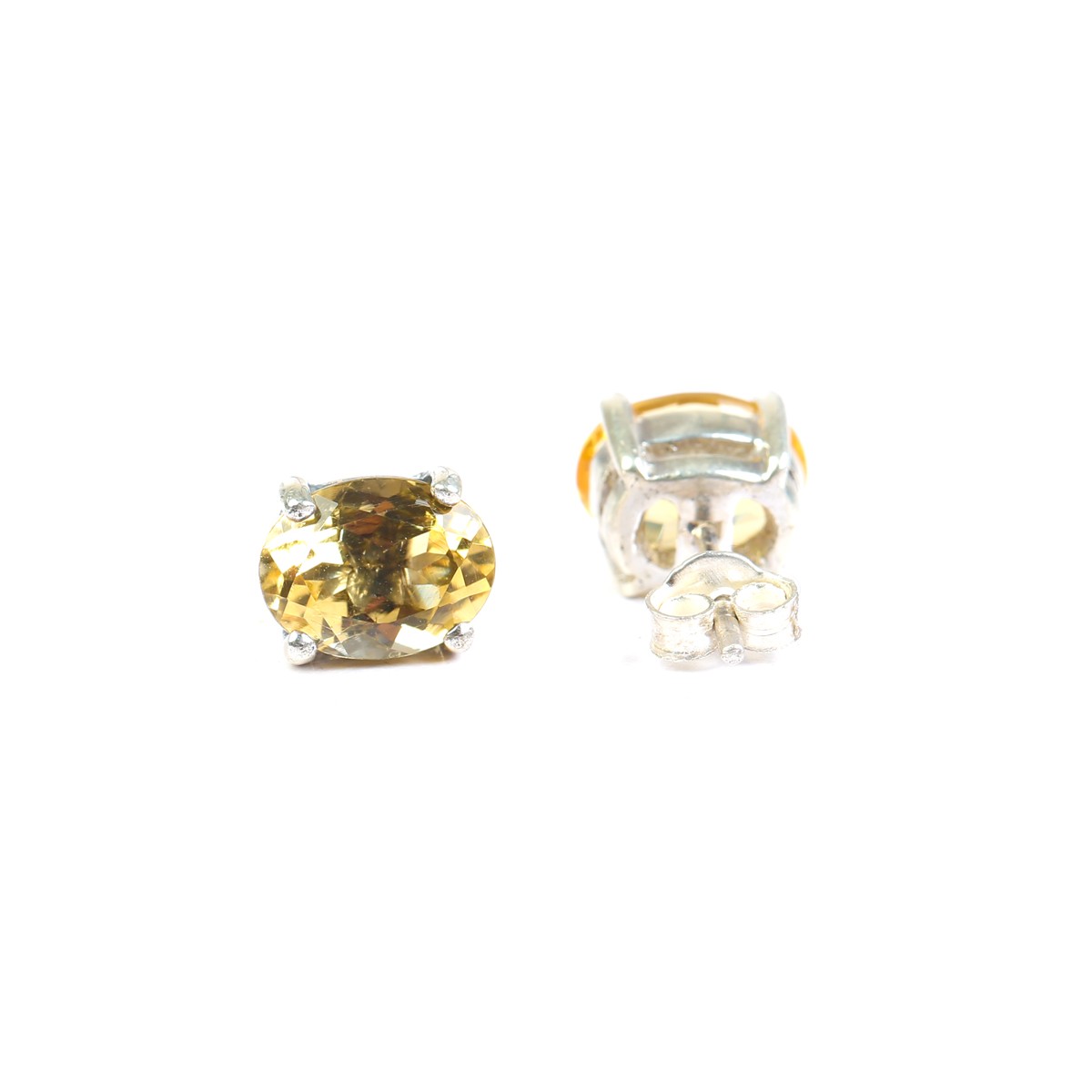 Yellow Citrine Tops | Silver Round Studs 2