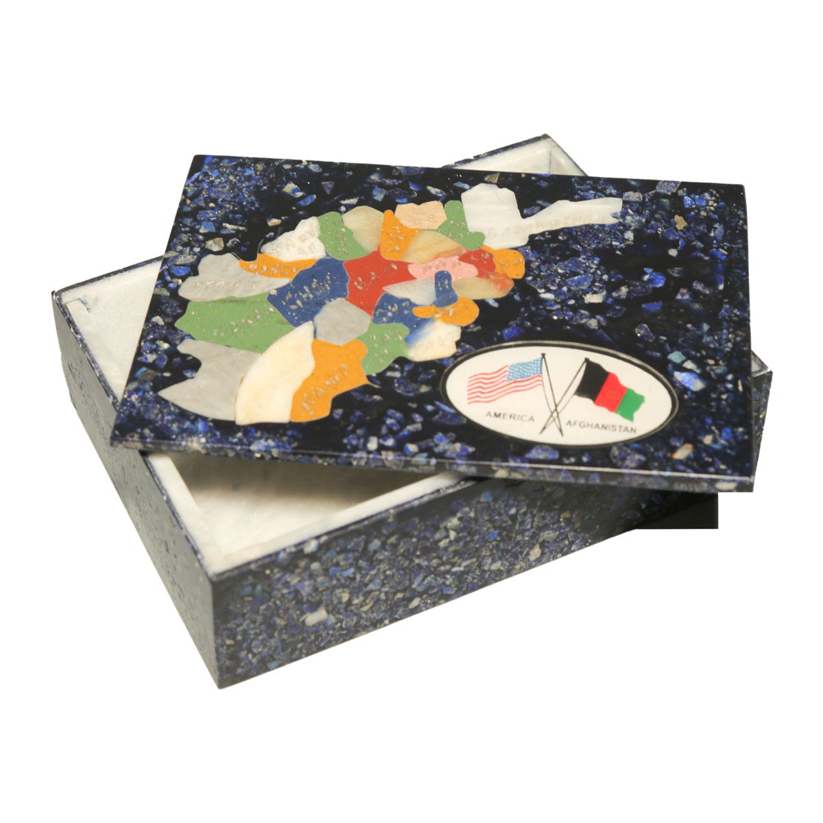 Black Handmade Lapis Stone Box | Gift Box with Afghanistan Map Engraving 1