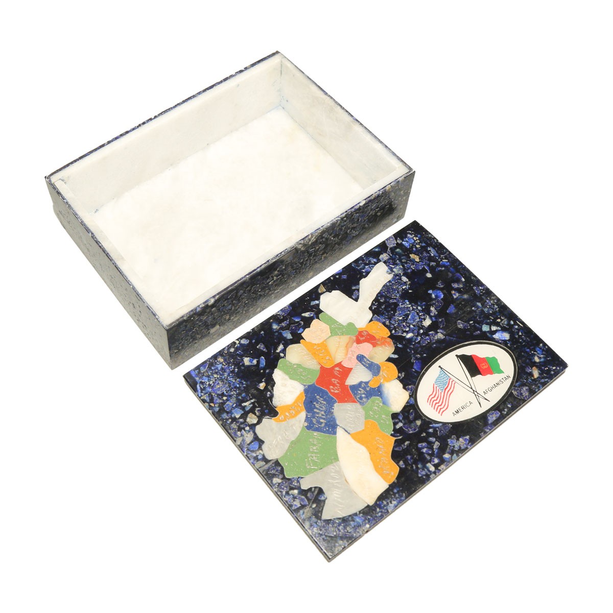 Black Handmade Lapis Stone Box | Gift Box with Afghanistan Map Engraving 3