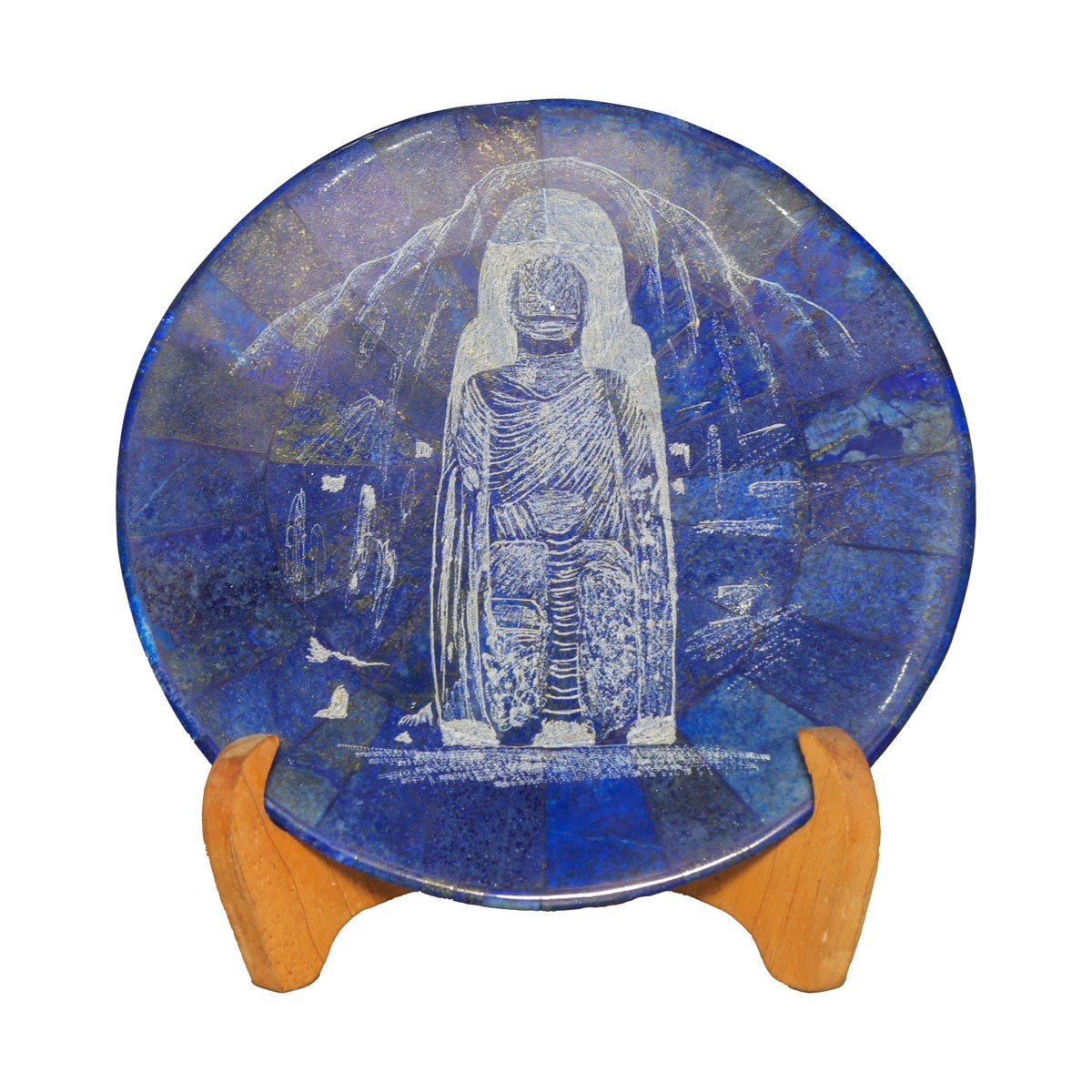 Lapis Stone Bamyan Statue | Decorative Bayman Statue with Wooden Stand 1
