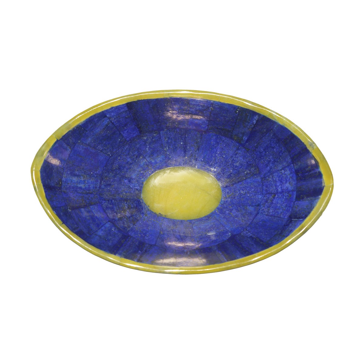 Footed Lapis Bowl | Blue Handmade Bowl with Green Edge 1