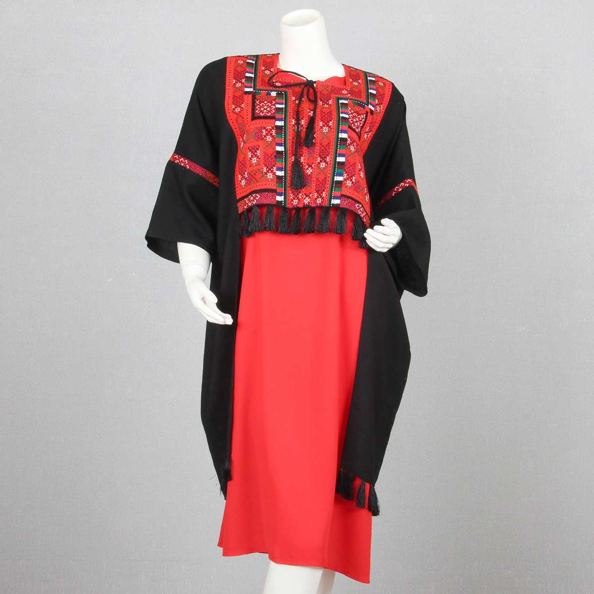 Black Kochi Cross-Stitch Embroidered Dress | 2-Piece Crepe Traditional Dress 1